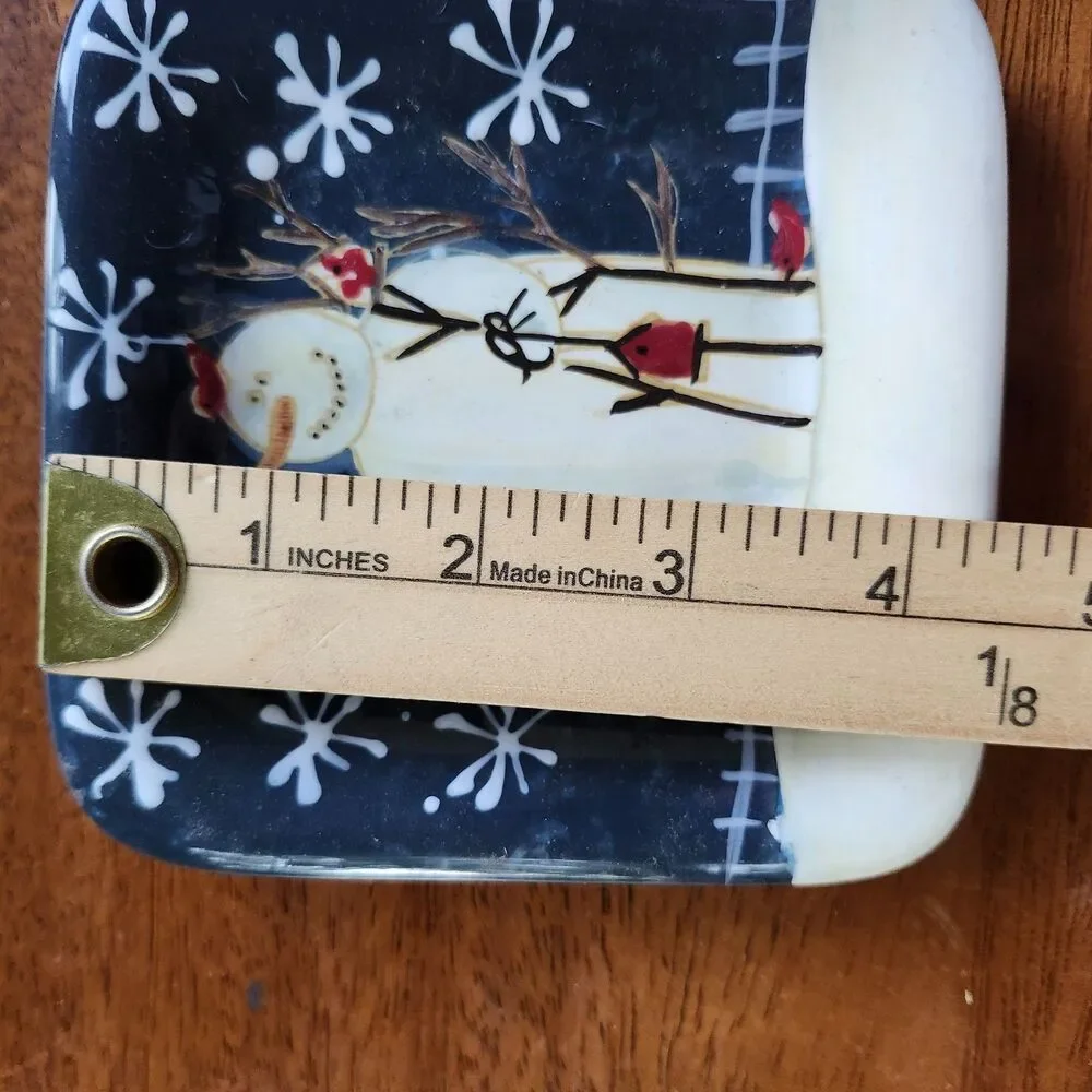 Twilight Snowman Mary Beth Baxter Holiday 4 Plates  2 Dinner & 2 Appetizers